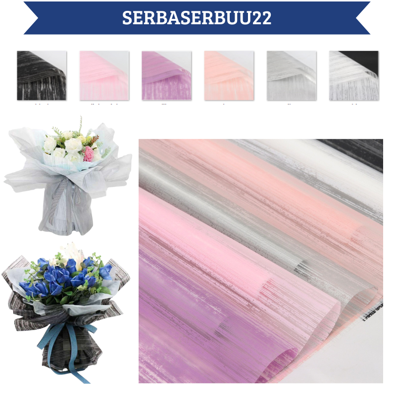 

Isi 20 LEMBAR Cellophane Kertas Buket Bunga Stripe Flower Wrapping Paper Bouquet KB110 SS22