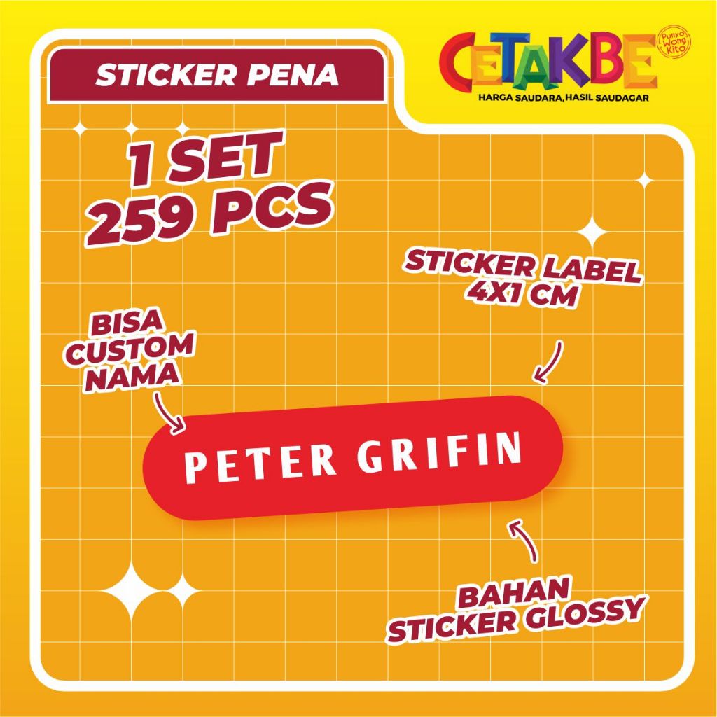

259 PCS STICKER LABEL PENA / STICKER LABEL PENSIL / STICKER LABEL NAMA / STICKER NAMA