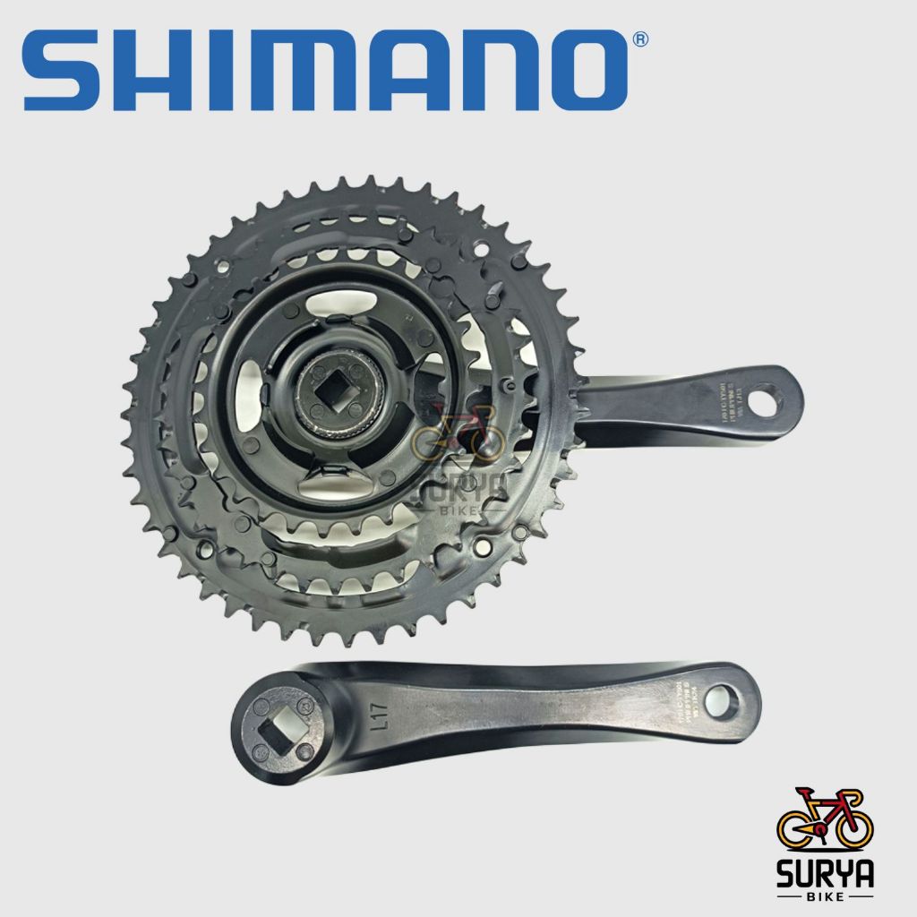 Crank SHIMANO Tourney FC-TY501 3 Speed W/ Cover Gir Tengah Sepeda MTB