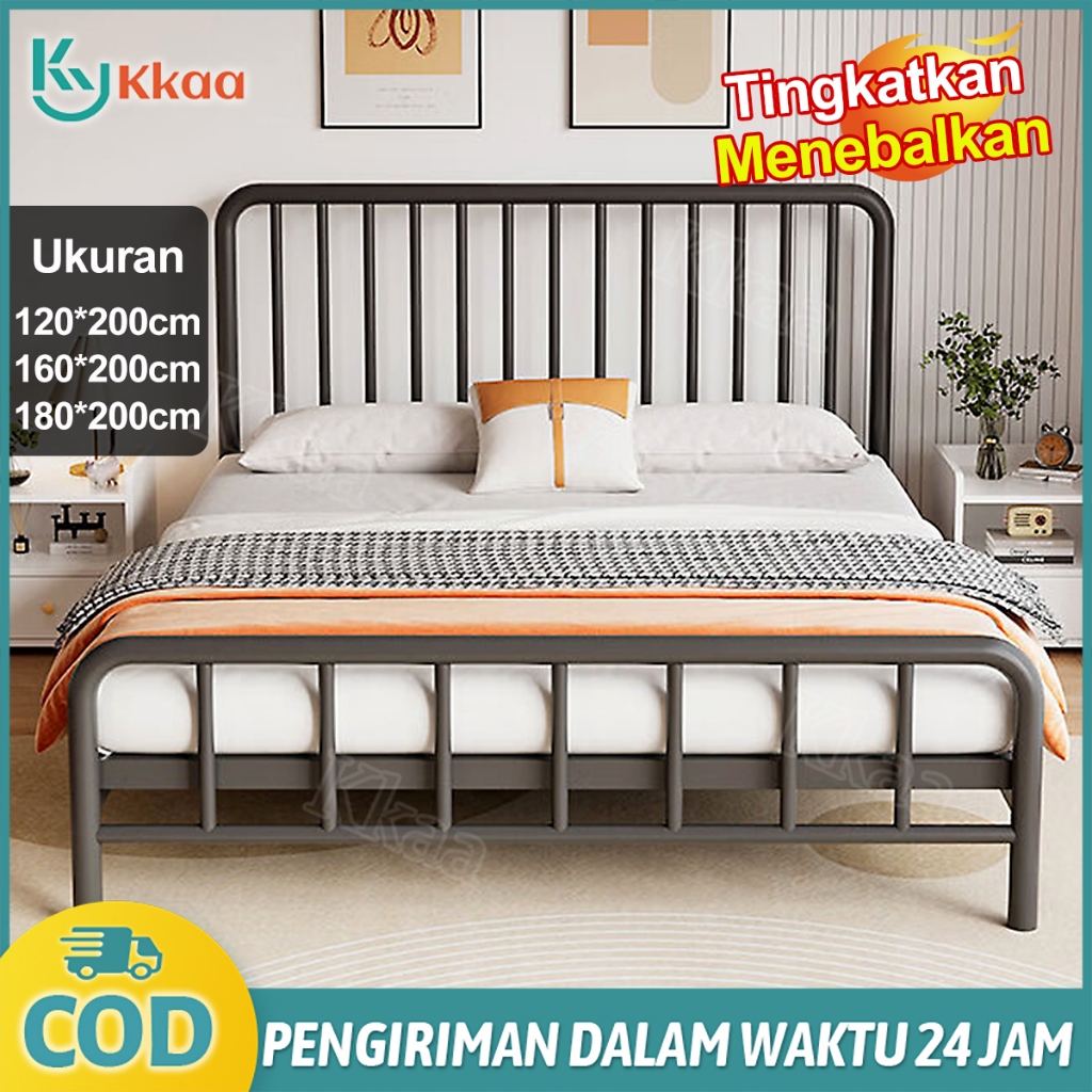 KKAA 180*200cm Tempat Tidur Besi Ranjang Besi Minimalis Rangka Tempat