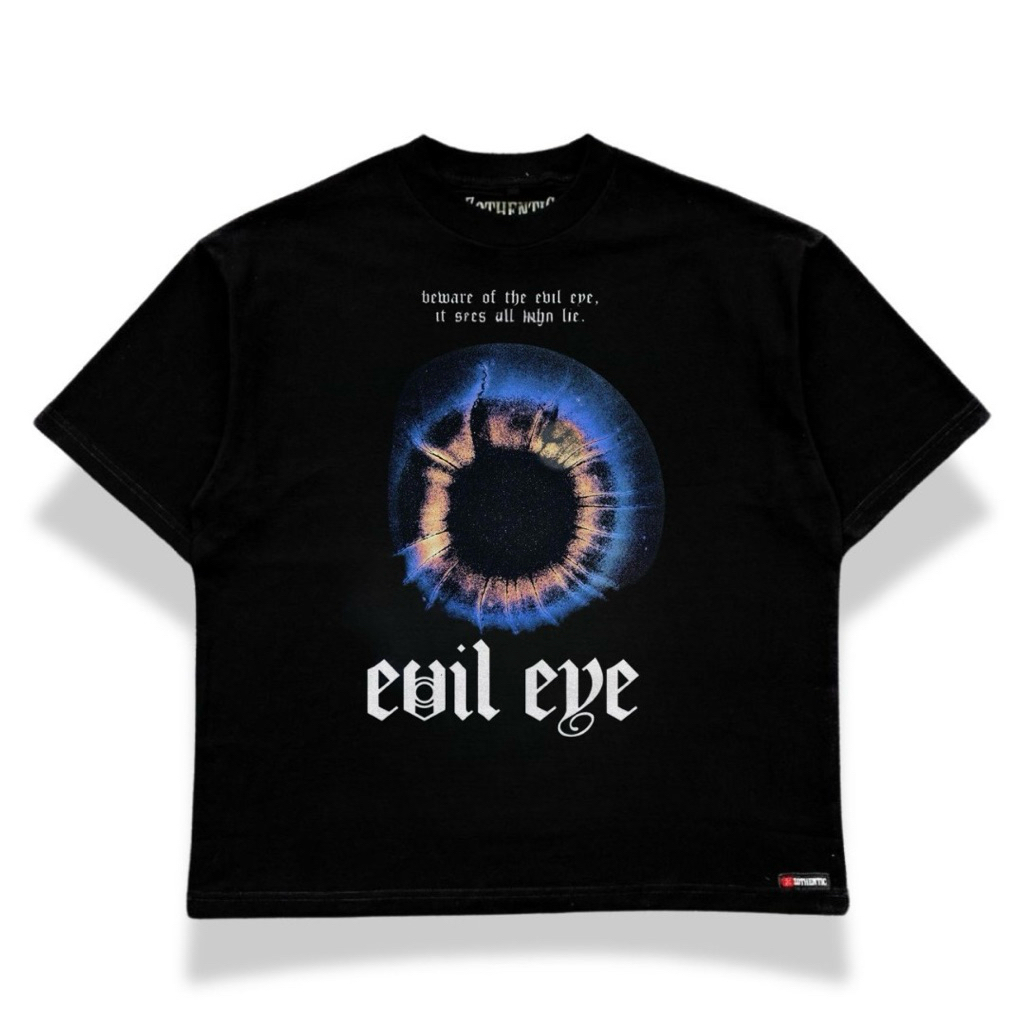 Kaos Boxy Fit Oversize Pria Dan Wanita Unisex cotton Combed 20s Evil Eyes -Zothentic