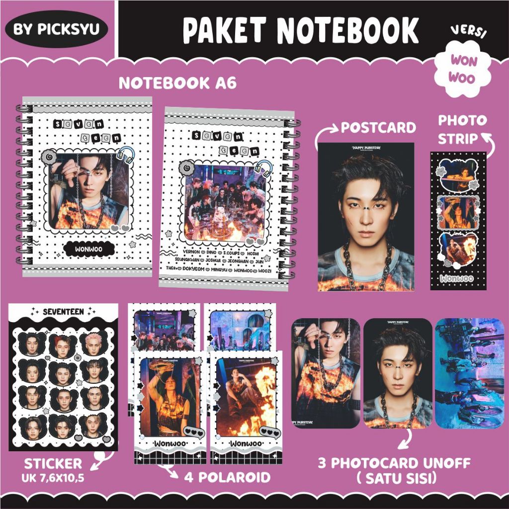 

[PACKING BOX] PAKET RINGNOTE SEVENTEEN - HAPPY BURSTDAY / PAKET NOTEBOOK II HAMPERS KPOP II FANKIT SEVENTEEN