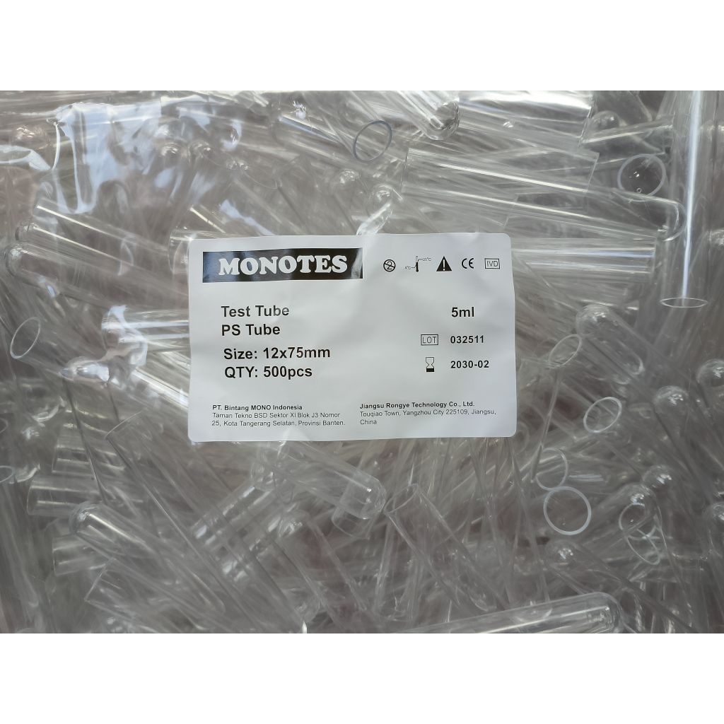 Tabung Reaksi Plastik Test tube Ps Tube 12x75mm monotes