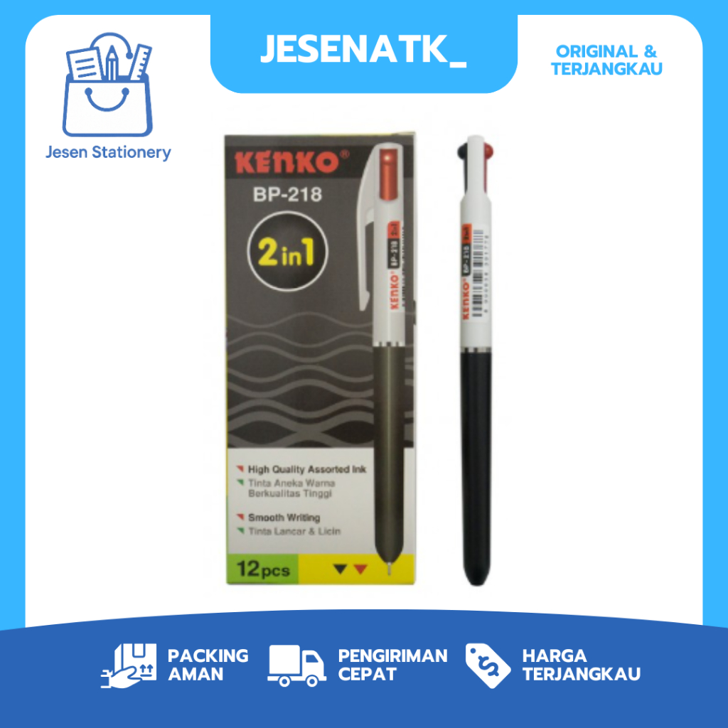 

Pulpen Kenko 2 In 1 BP 218 Bolpen Hitam Merah Pena 2 Warna