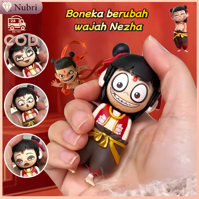 Nubri COD Boneka Nezha Berubah Ekspresi｜Mainan Nezha Lucu Karakter Wajah Bisa Ganti｜Mainan Lucu Bone