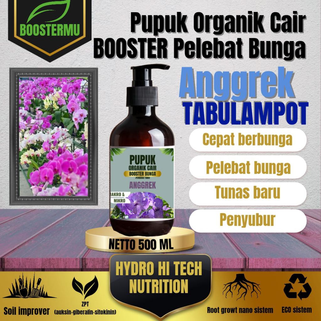 BoosteraMu-Pupuk Organik Cair Pump 500 ml untuk tanaman bunga Anggrek