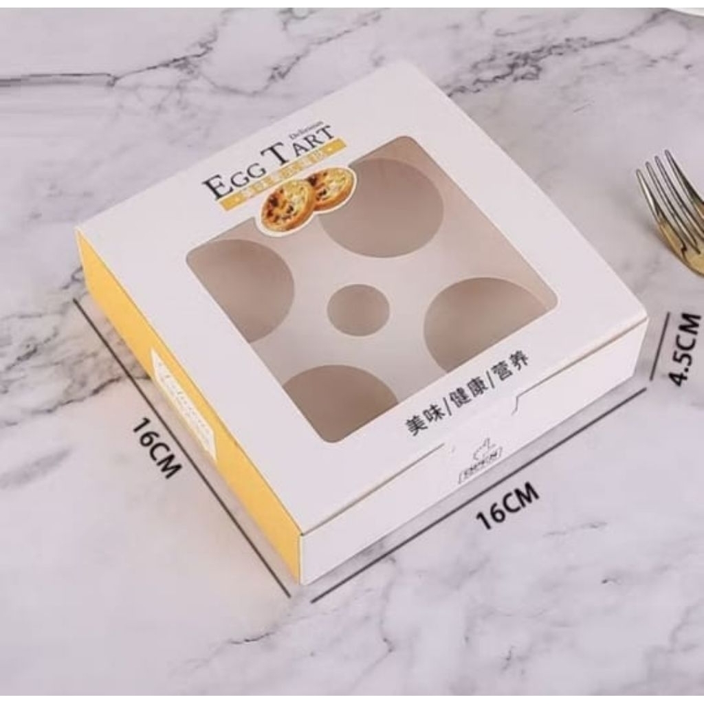 

Box Egg Tart 4 Hole/Kotak egg tart 4 cup per pak Isi 2pcs