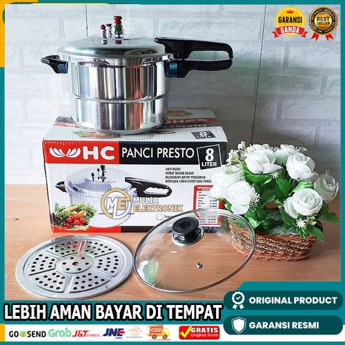 PANCI PRESTO HC 8 LITER WITH STEAMER PRESTO STAINLESS + DENGAN SARANGAN PANCI PROMO MURAH MEWAH
