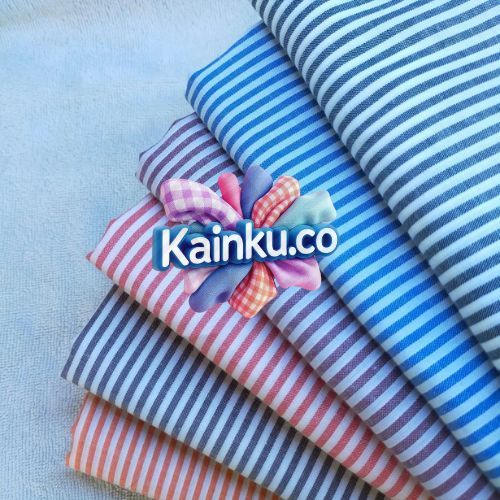Kain Katun Yarndyed Motif Garis Stripe /Kain Salur 4mm/08 Lebar 150cm Kain Katun Jepang Tokai Senko 
