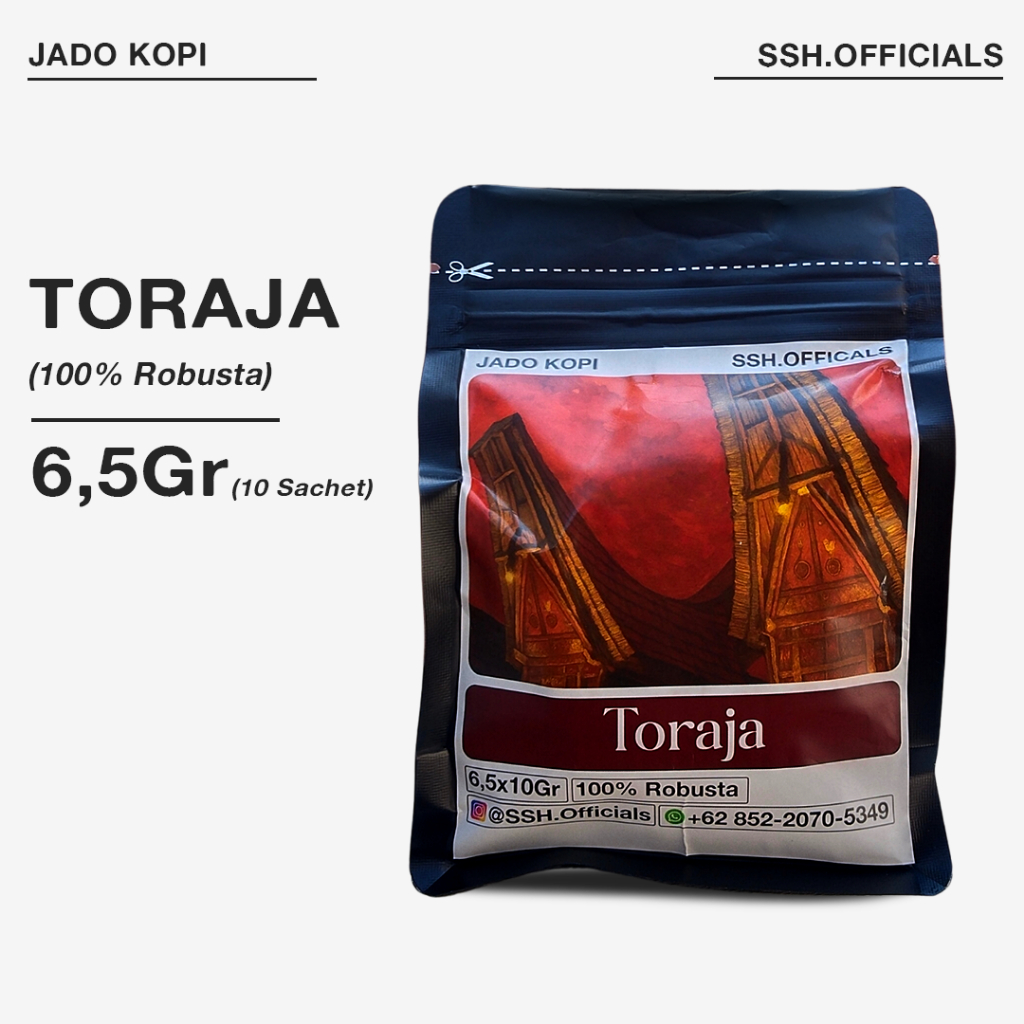 

Jado Kopi - Robusta Toraja 6,5x10Gr - Kopi sachet medium grind untuk kopi Tubruk, V60, Aeropress