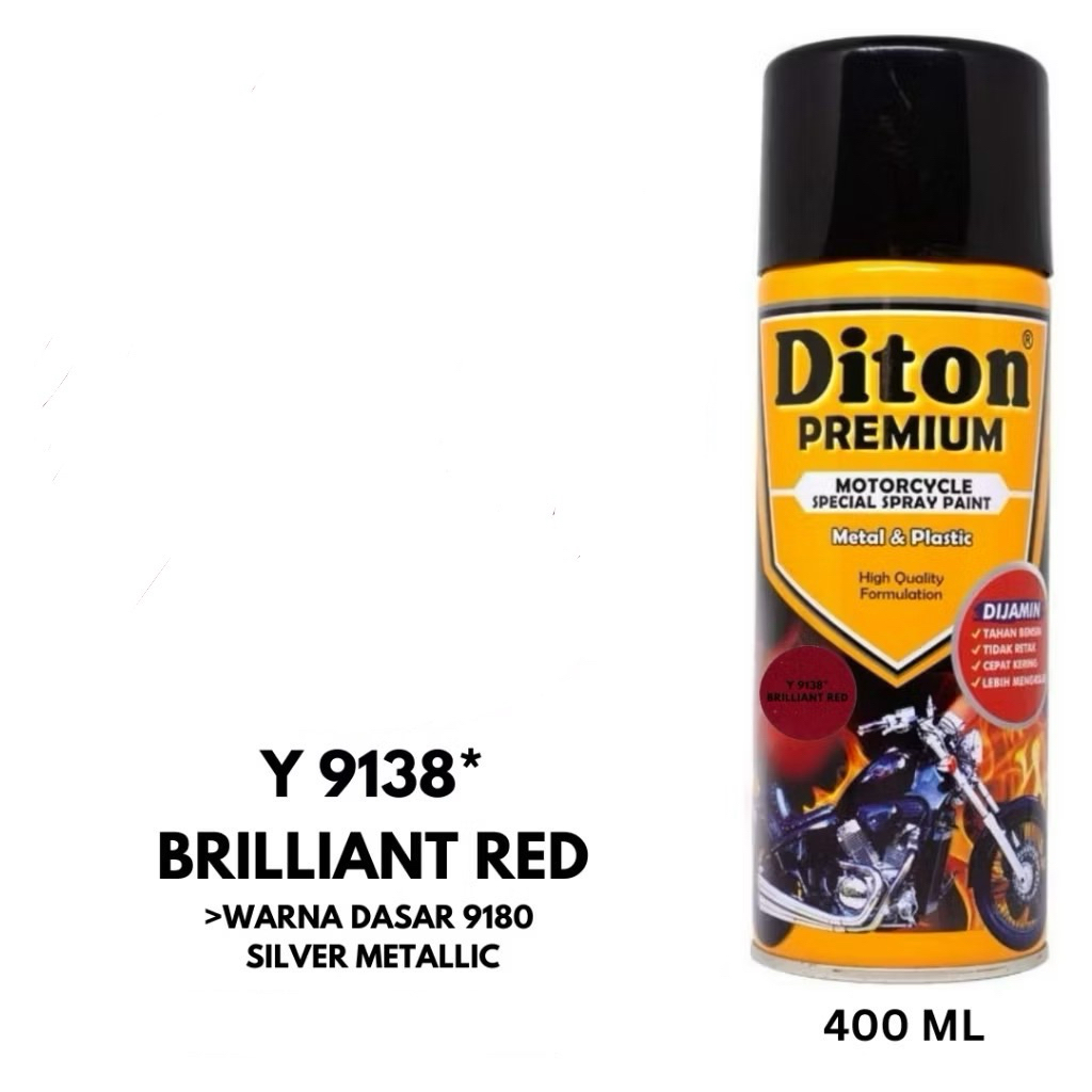 CAT PILOK DITON PREMIUM Y9138 BRILLIANT RED 400ML MERAH MAROON MARON MARUN METALIK BRILIAN BERLIAN