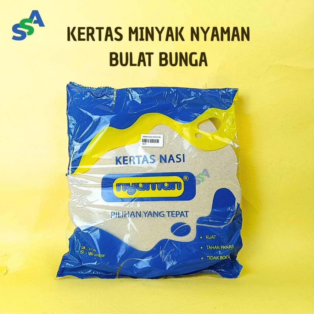 KERTAS MINYAK NYAMAN BULAT ISI 180 LEMBAR / KERTAS NASI BENTUK BUNGA / KERTAS NASI COKLAT