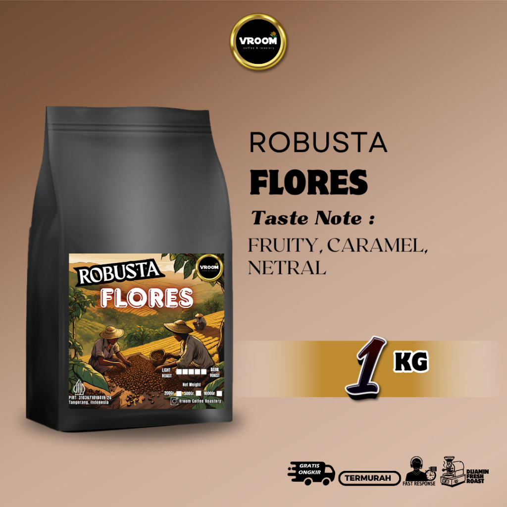 

KOPI ROBUSTA FLORES MANGGARAI NATURAL- 1kg |Roasted Bean|Bubuk