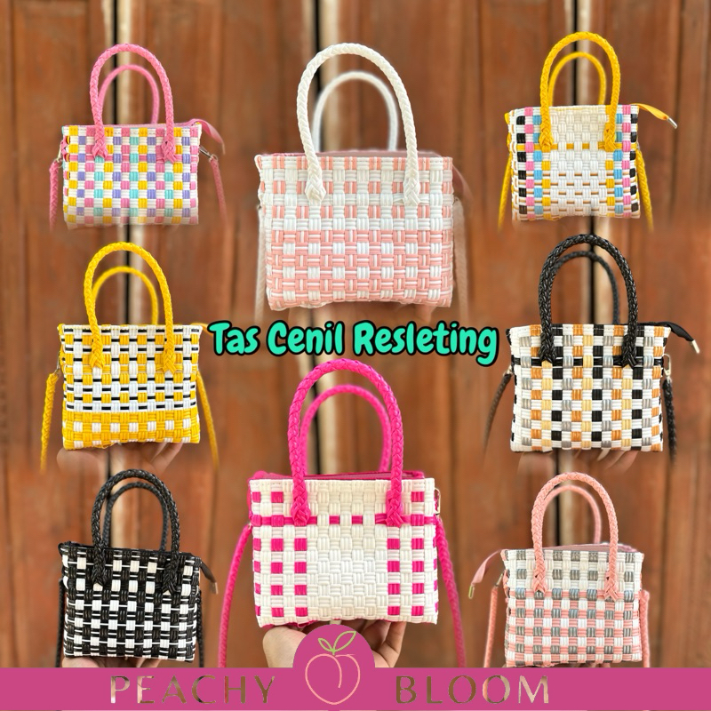 PRE-ORDER - Tas Anyam Jali  Selempang Kecil Resleting Muat Hp Dompet "Cenil" Multifungsi (Pre-Order 
