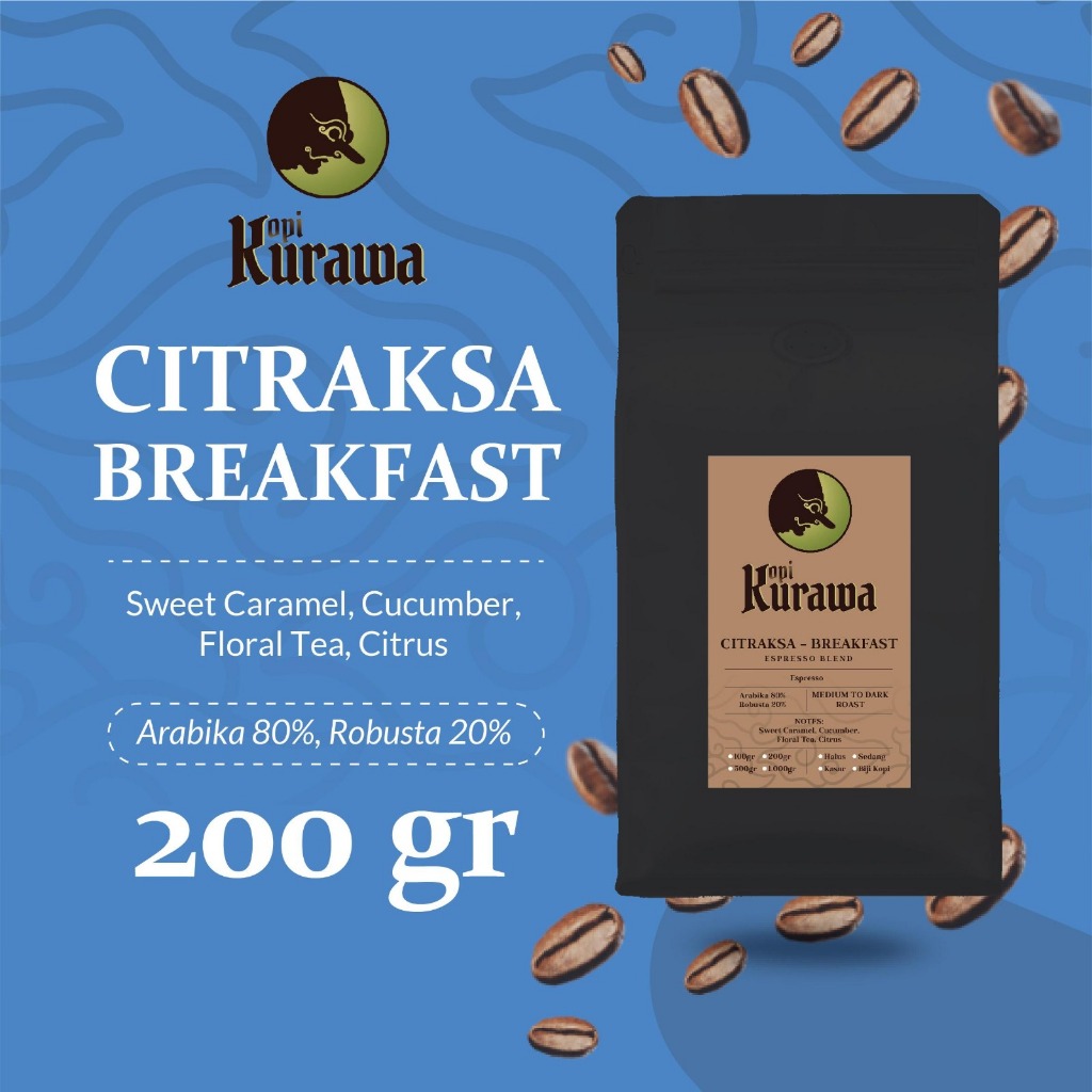 

Kopi Espresso House Blend Breakfast Coffee Roast Beans Biji Bubuk 200g
