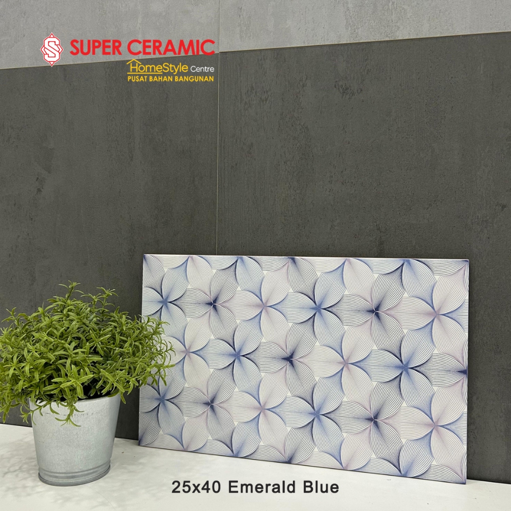 ASIA TILE 25x40 Keramik Dinding - EMERALD BASIC / EMERALD BLUE