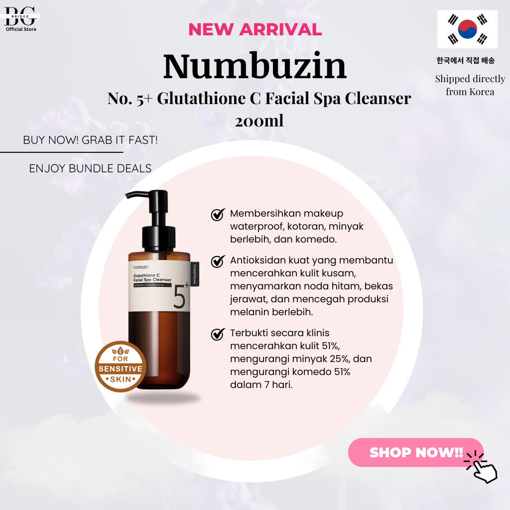 NUMBUZIN NO.5+ GLUTATHIONE VITAMIN FACIAL SPA CLEANSER CLEANSING OIL 200ML / NUMBUZIN SPA