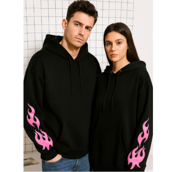 VINSMOKE - Jaket Hoodie Lengan Motif Api Hoodie Kekinian Hoodie nyaman dan stylish