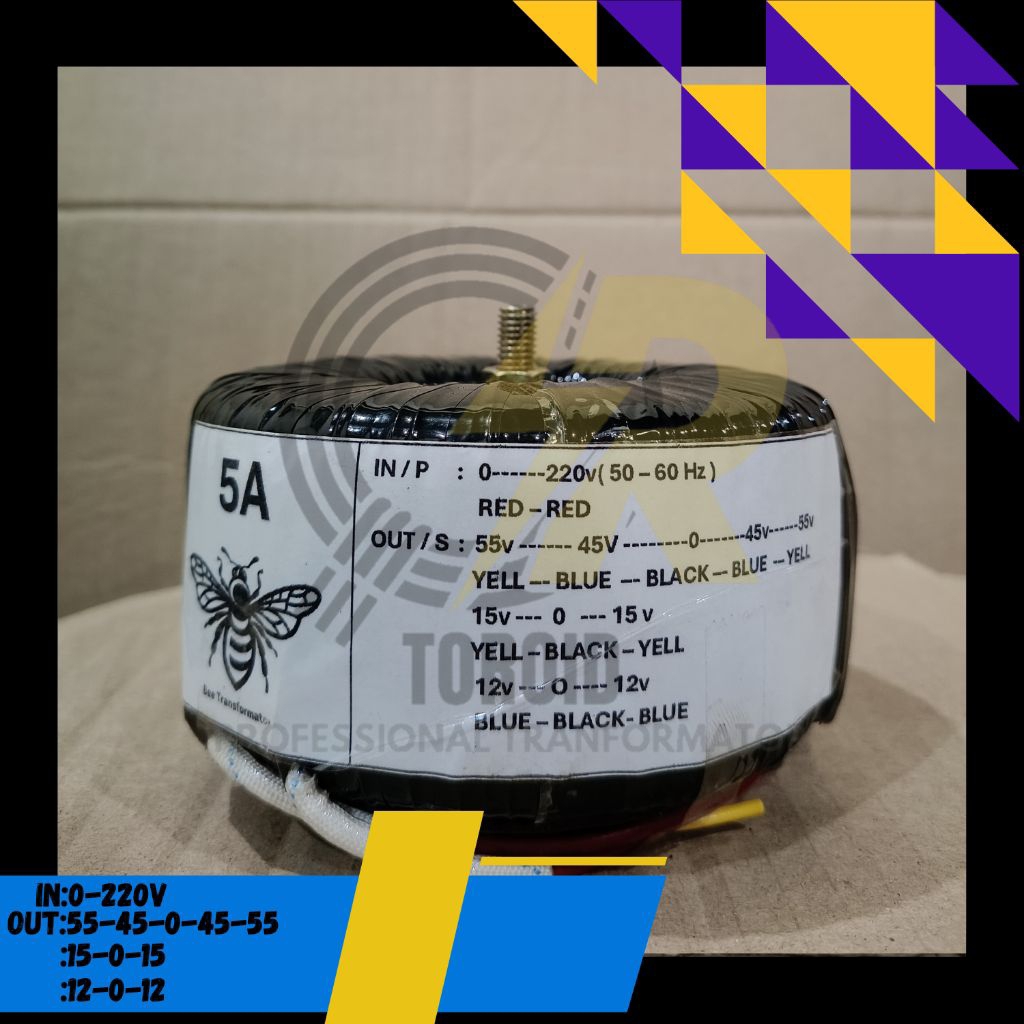 TRAFO TOROID 5A CT 55v - 45v