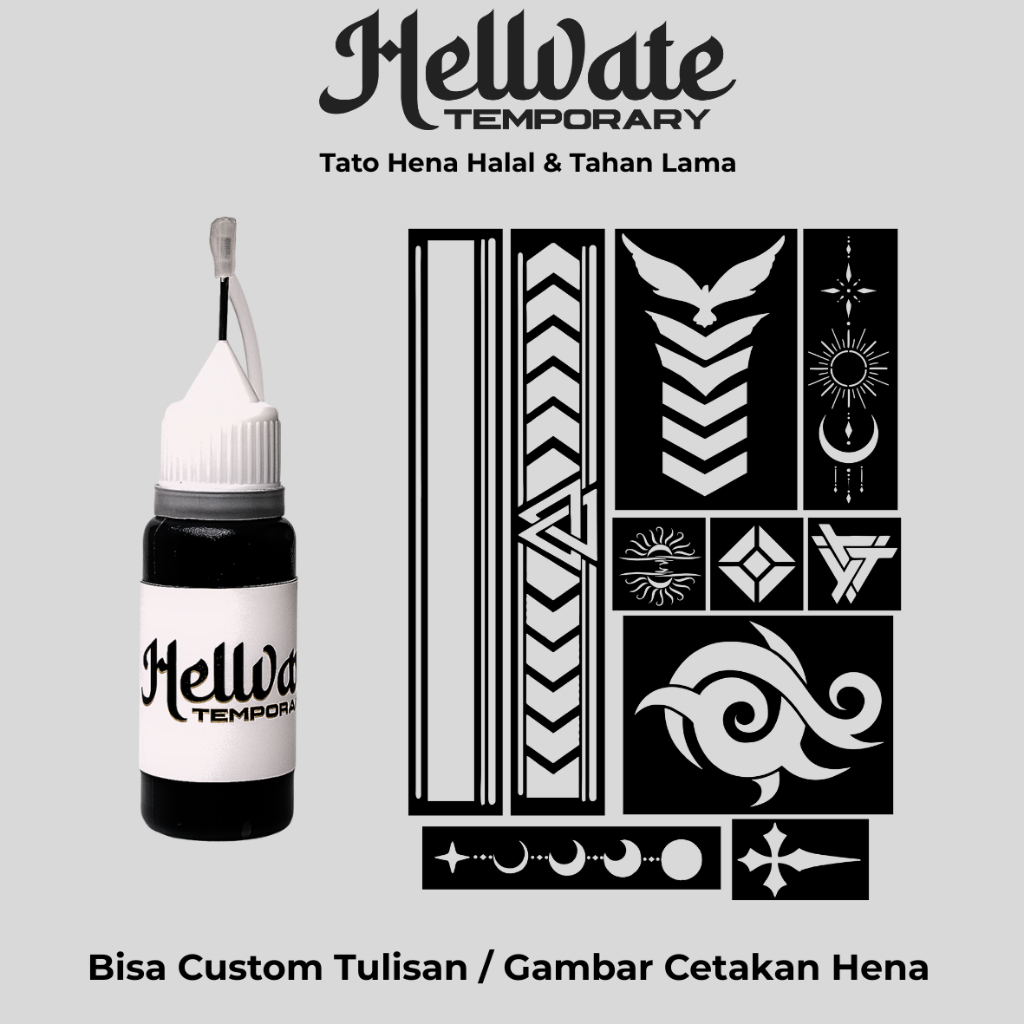 Tato Henna Tato Halal Tato Temporer Tahan Lama Bisa Custom Hena Kit E Hellvate Temporary