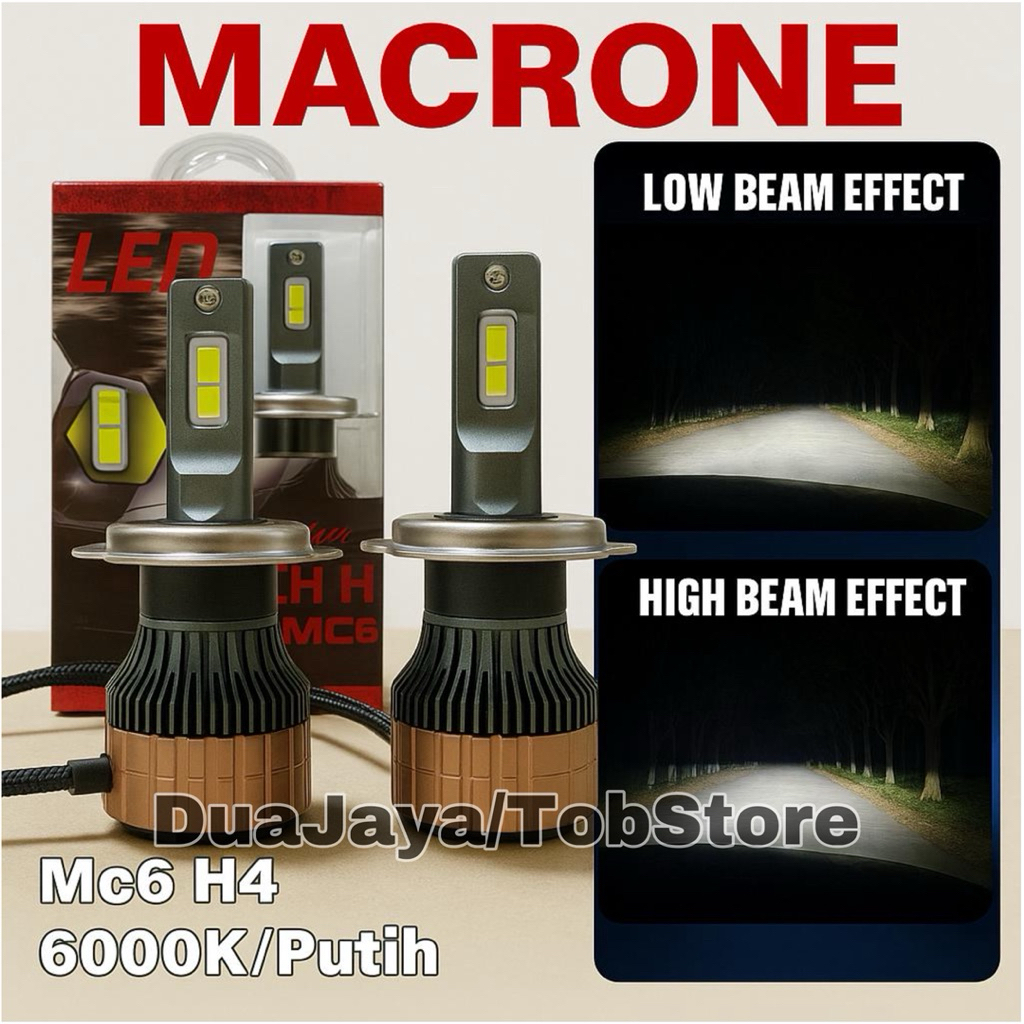 Lampu Mobil Lampu Led Macrone MC6 1Warna Double H4 Premium PNP