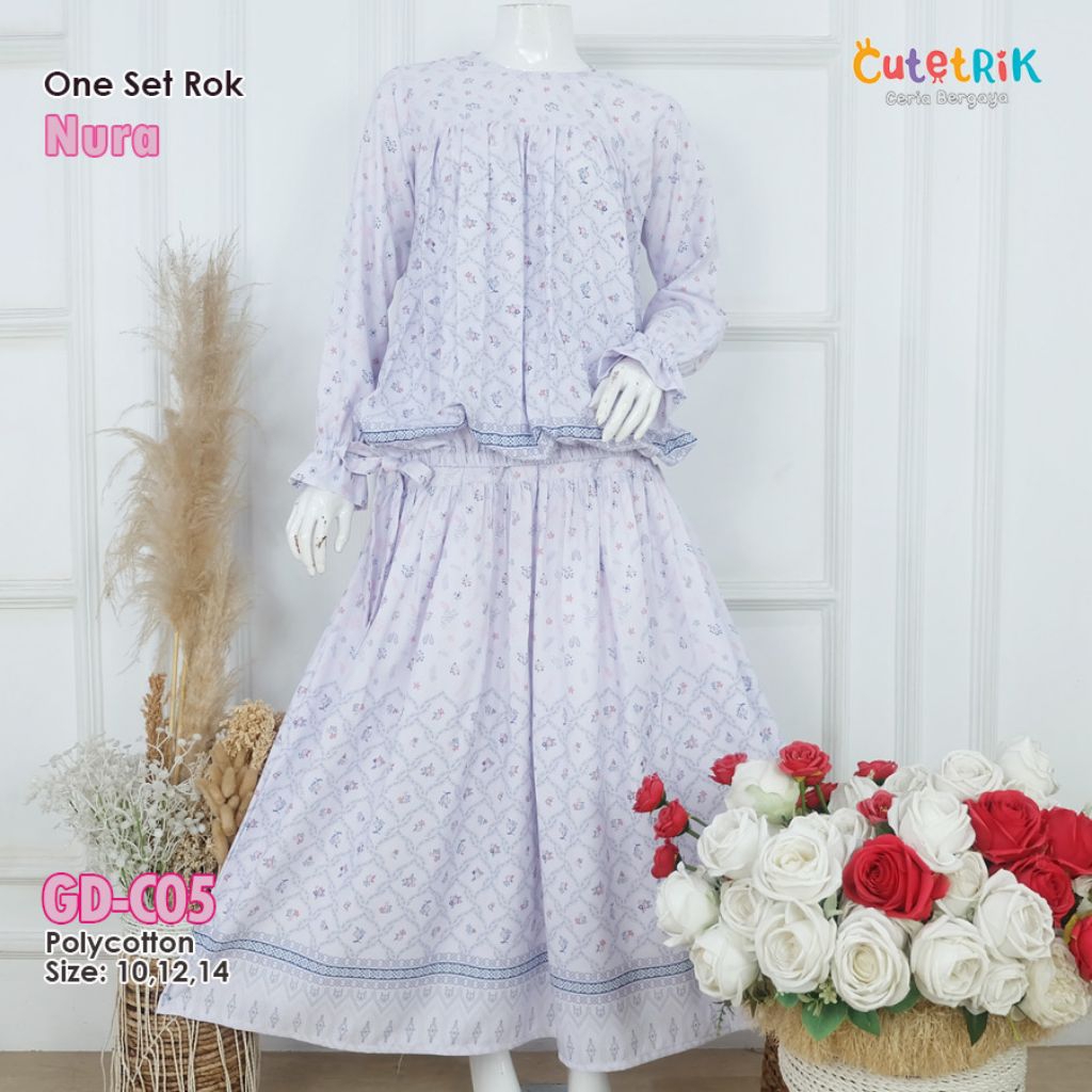 SET ROK KIDS AND TEEN NURA BY CUTETRIK SETELAN ROK ANAK REMAJA SIMPEL CASUAL CANTIK