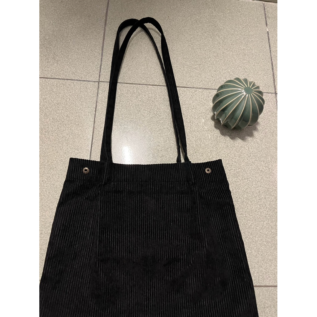 mr diy bear tote bag black corduroy