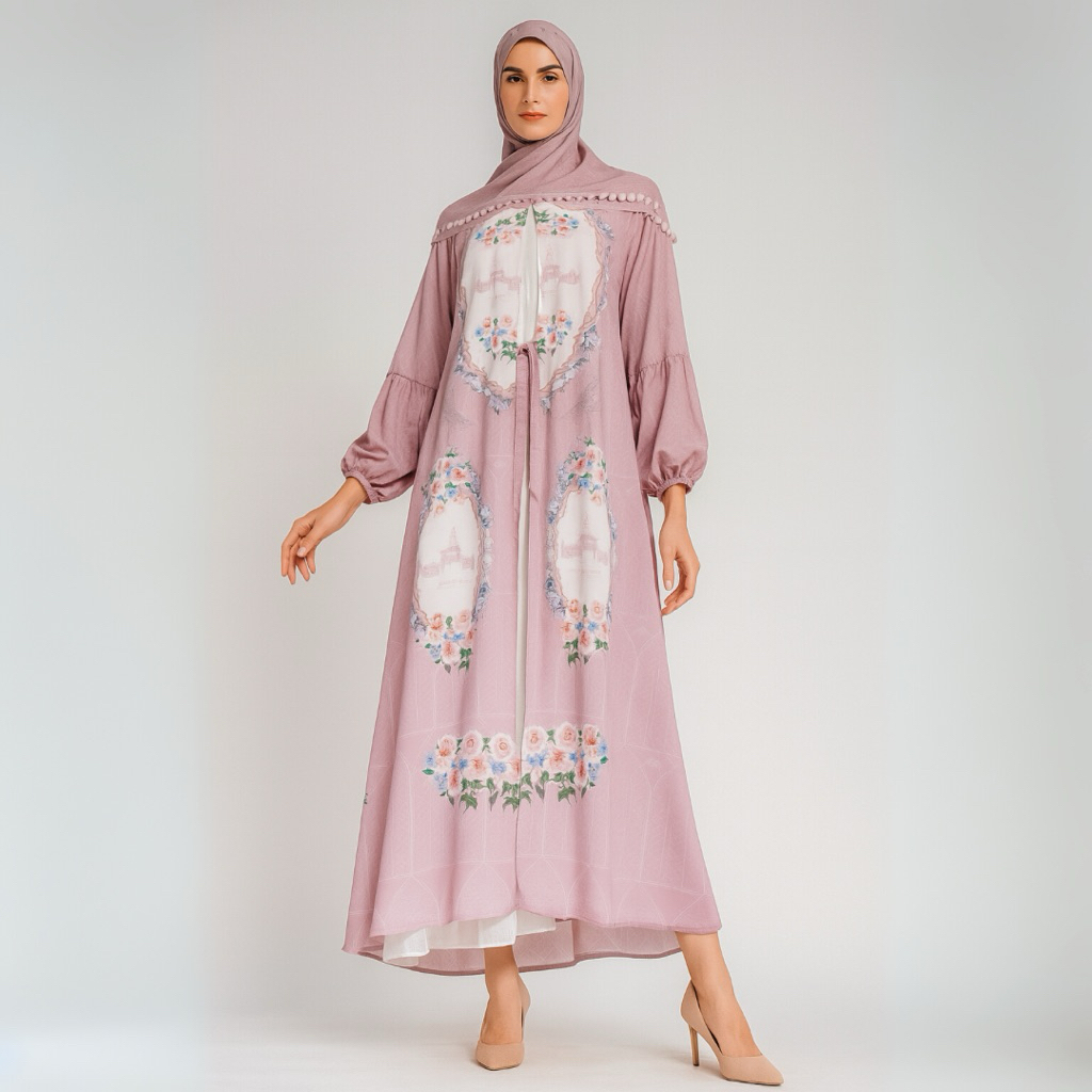 Pastelo NYRA SERIES by juragan gamis motif cantik abaya muslimah inner dan outer terpisah Ceruty Lem