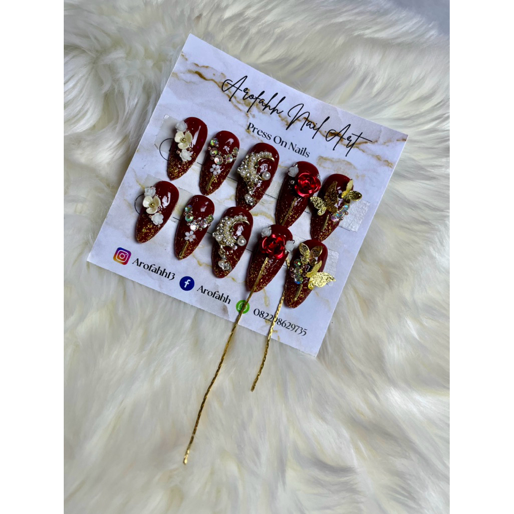 Kuku Wedding Maroon / Kuku palsu