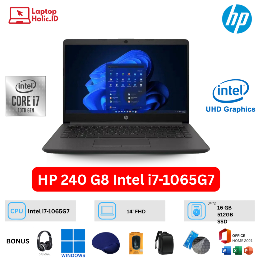 HP 240 G8 Intel Core i7-1065G7 16GB Ram 512GB SSD W11 OFFICE 2021