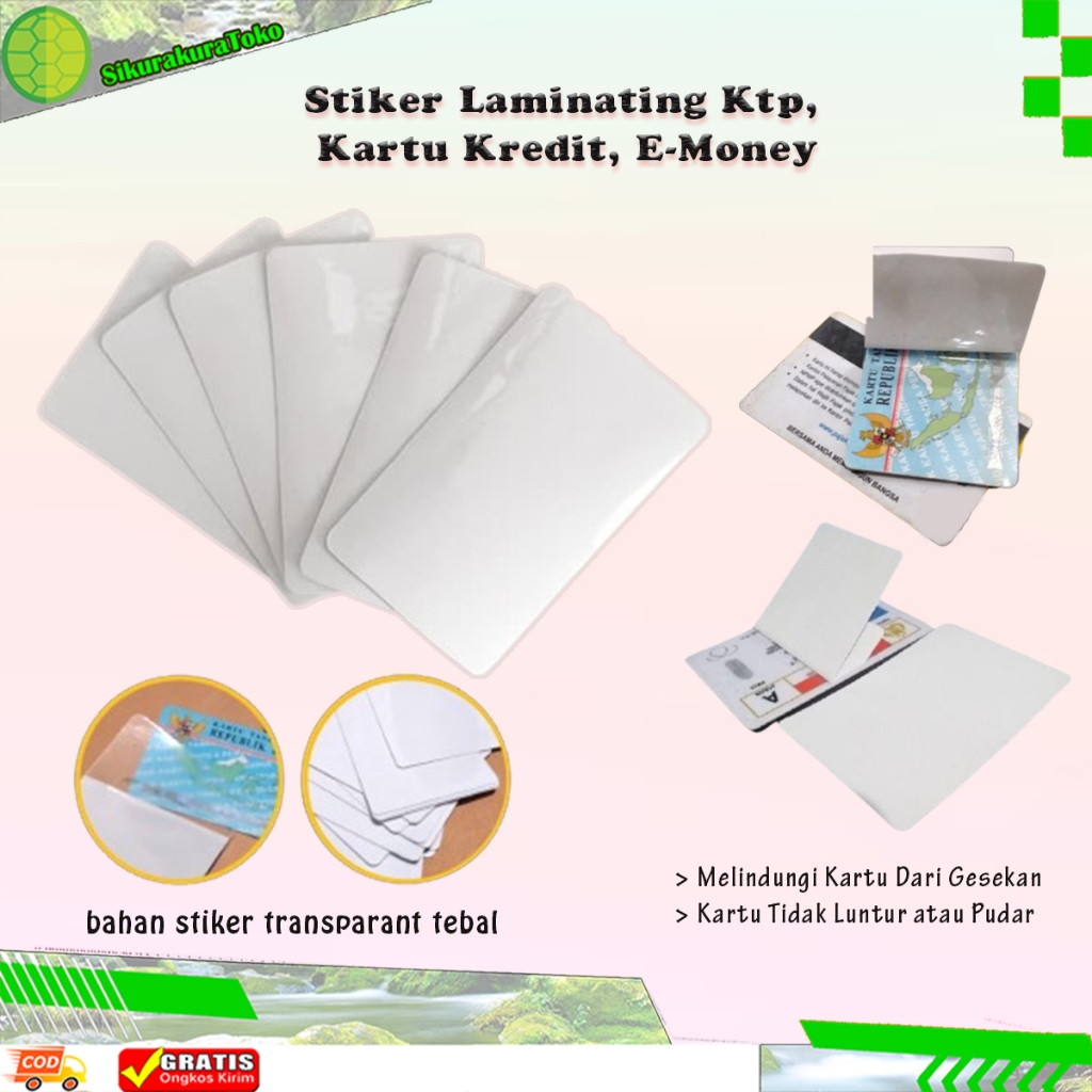 

(skr) Grosir Stiker Anti Gores Laminating Polos glossy KTP sim kartu kredit credit card atm npwp BPJS lem praktis laminasi dingin
