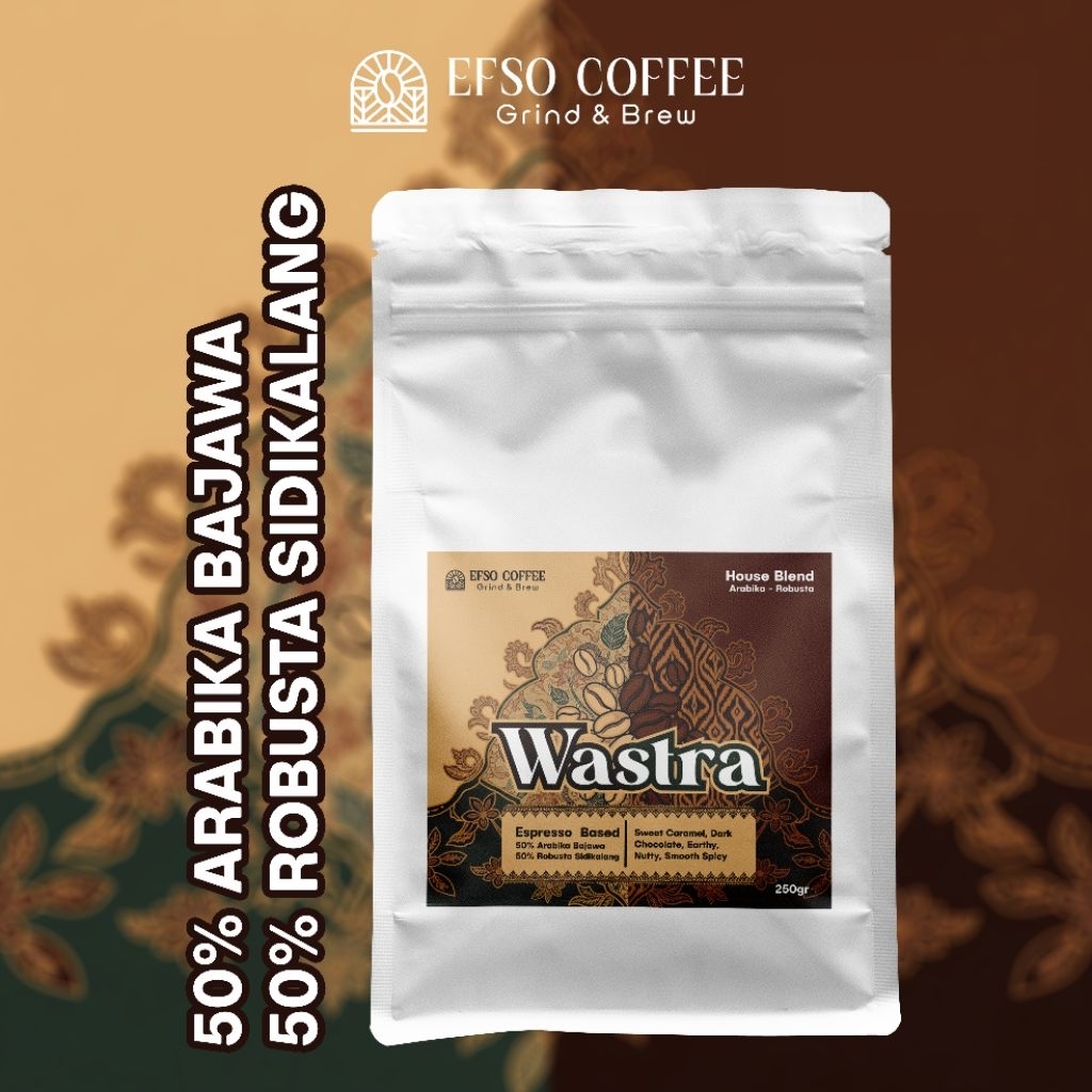 

Wastra Blend 250g – Arabika Flores Bajawa x Robusta Sidikalang | Kopi Lokal : Harmoni Cita Rasa