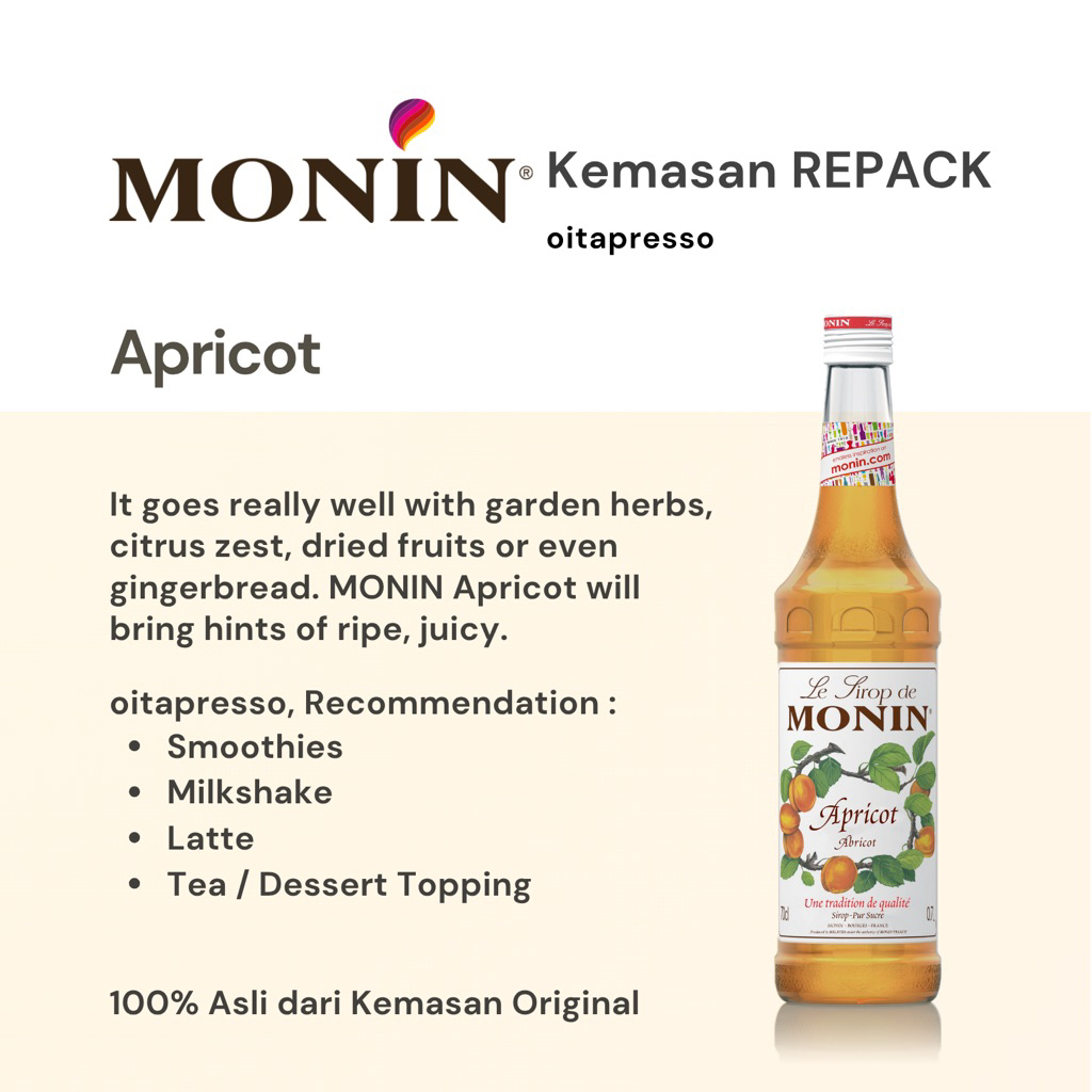 

REPACK - Monin Apricot Syrup [30, 50, 100] g