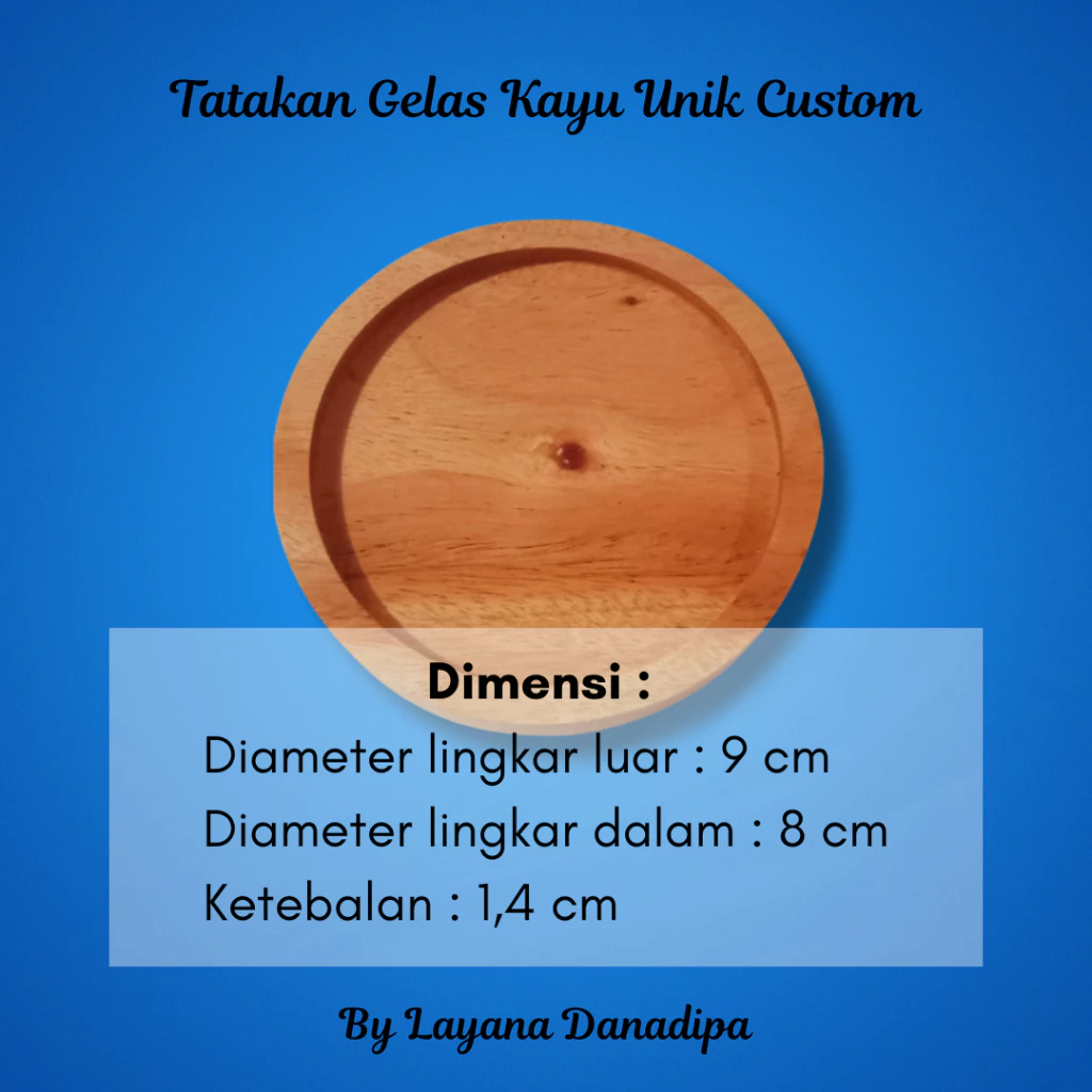 Tatakan Gelas Kayu Mahoni  Diameter 9 cm  Tebal 1,4 cm