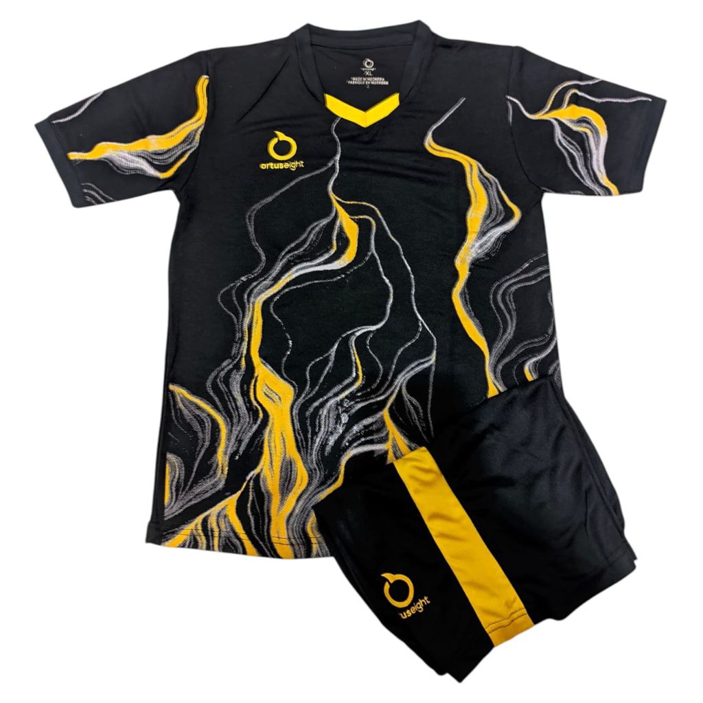 Setelan Baju Sepak Bola Anak Ortuseight Usia 5-13 Tahun Motif Petir, Jersey Futsal Anak Dry-Fit