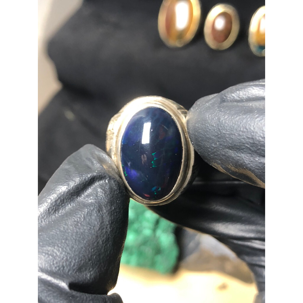 Batu Black Opal Ring Perak