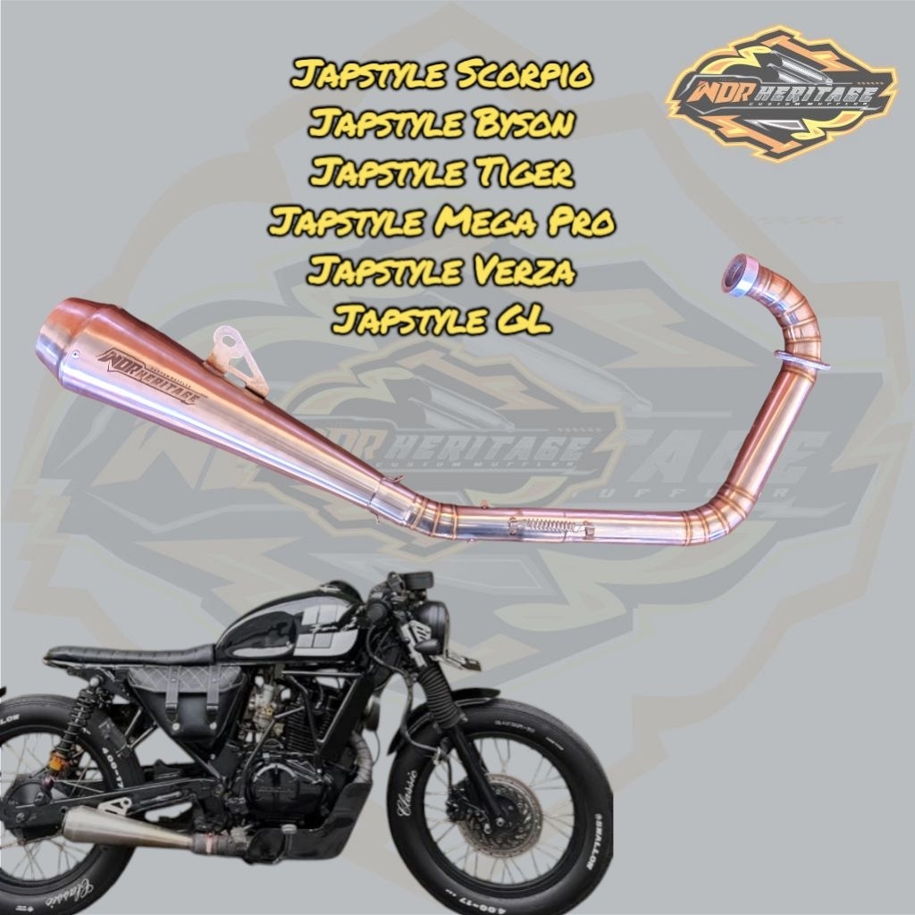 Original Knalpot Japstyle Gl Mp Tiger Scorpio Byson Bobber Gratis Laser Nama / Knalpot Japstyle Orig