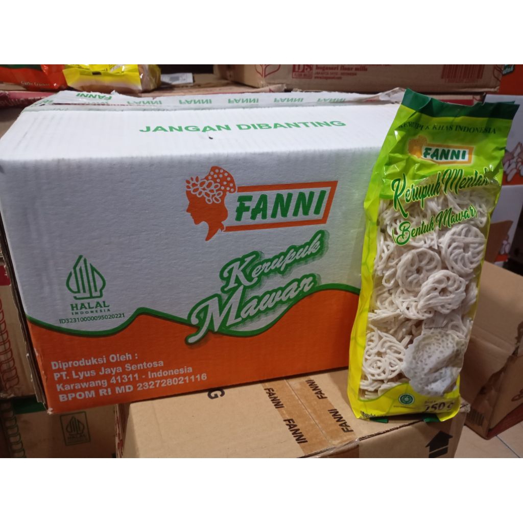 

KERUPUK MAWAR FANNI KEMASAN 250GR // 1 DUS // 5KG // 20PCS