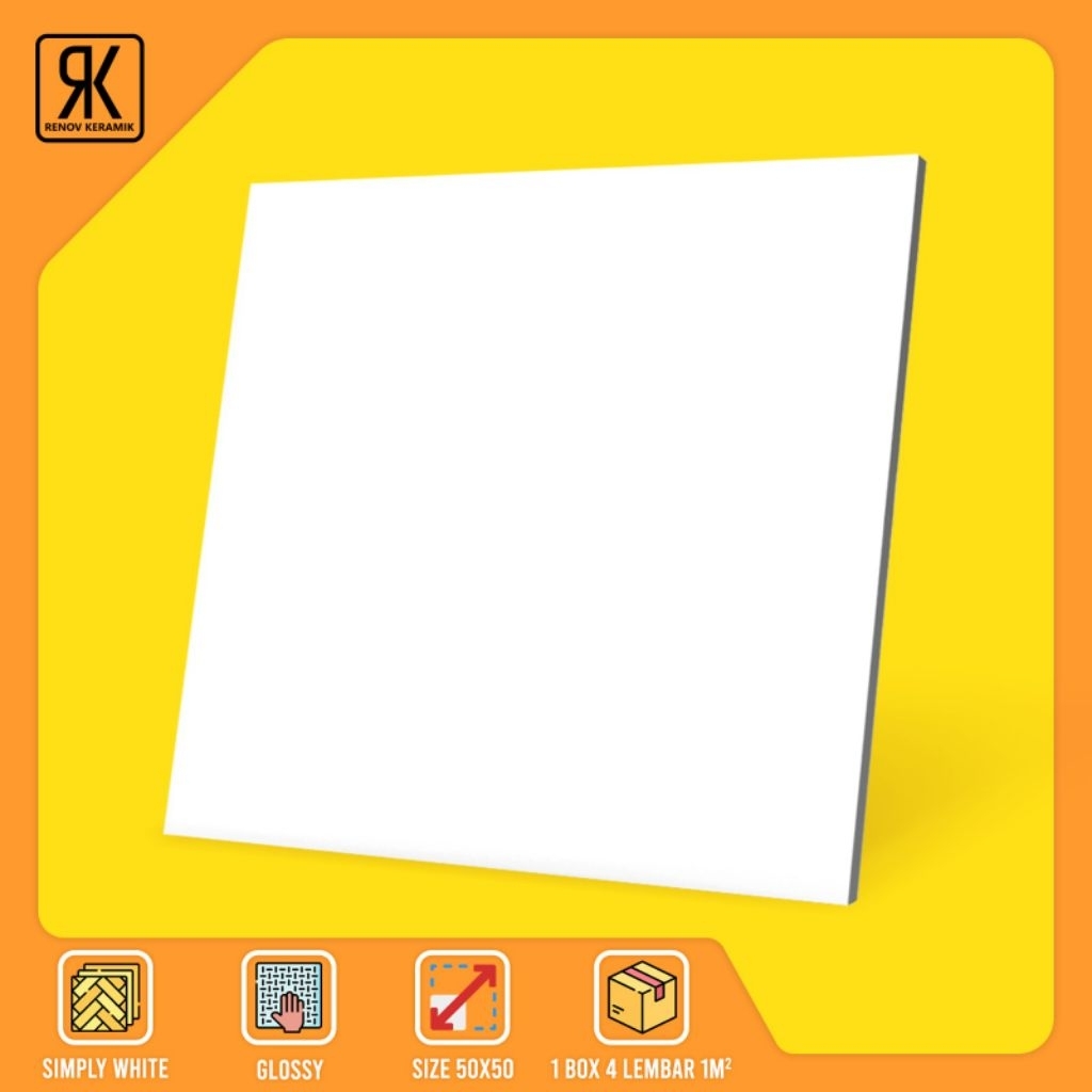 KERAMIK GLOSSY PUTIH POLOS 50X50