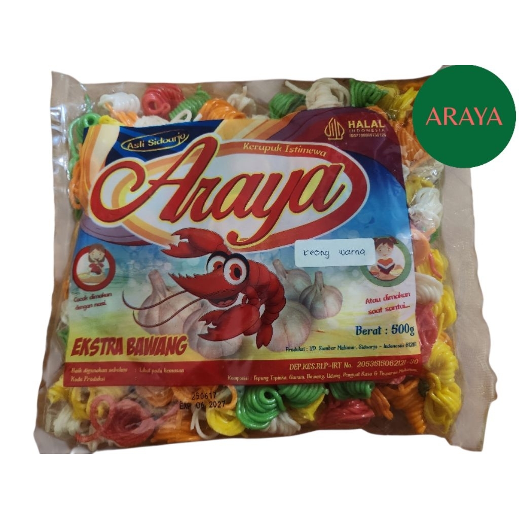 

kerupuk mentah Mawar Keong merk Araya kemasan 500 gram