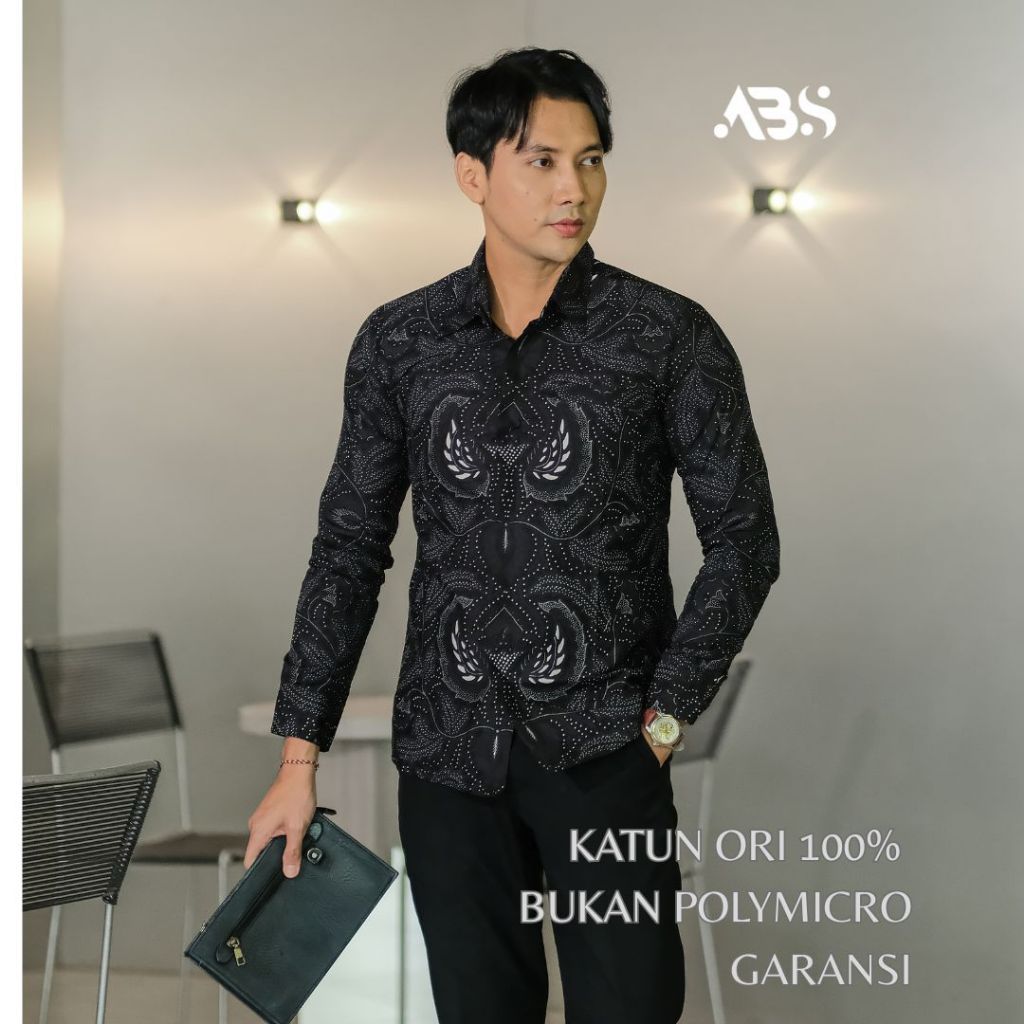 ALISA Dewata Kemeja Batik Pria Slimfit Lapis Furing Katun Lengan Panjang