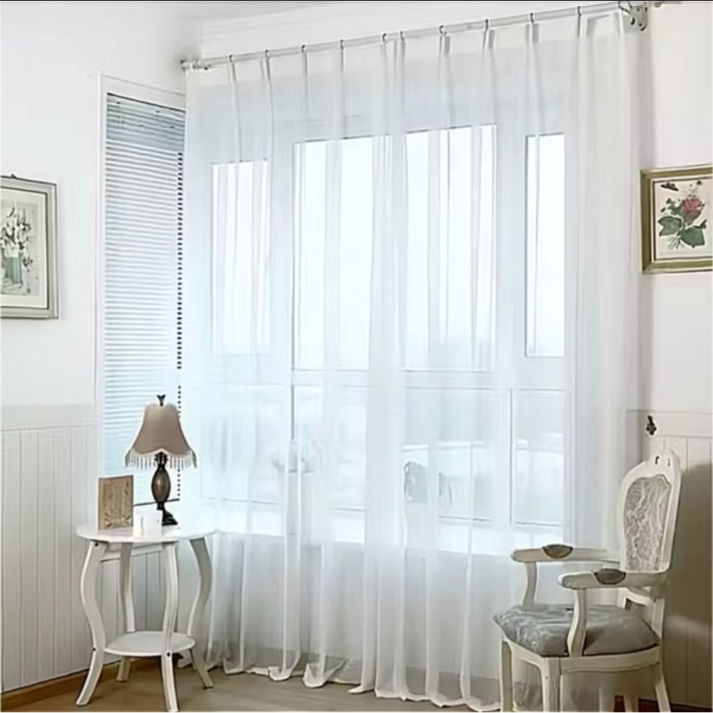 Vitrase Gorden Jendela Aesthetic Dalaman Gorden Tirai Lapisan Pintu Warna putih import gorden transp