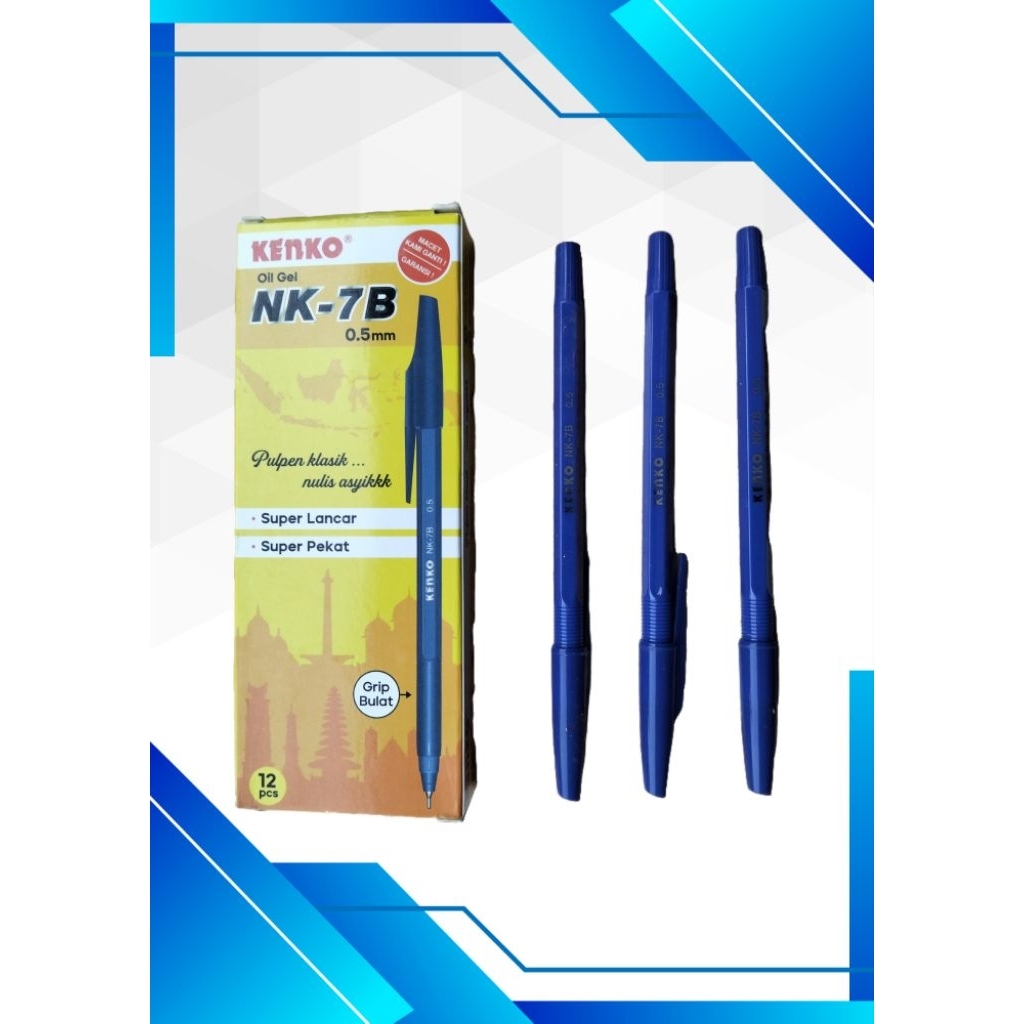 

Pulpen Kenko NK-7B 0.5mm warna tinta biru 1 pcs
