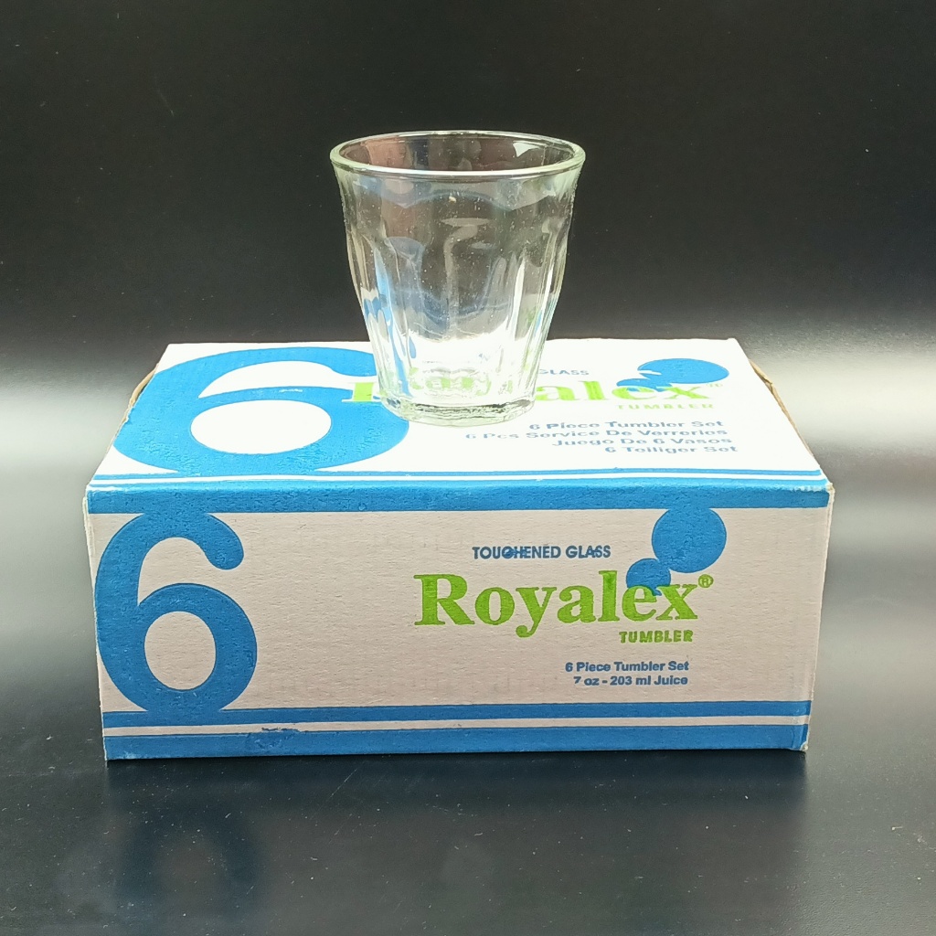 Gelas Air Minum kopi Kaca Royalex Tumbler 608TP / 203 ml isi 6 pcs