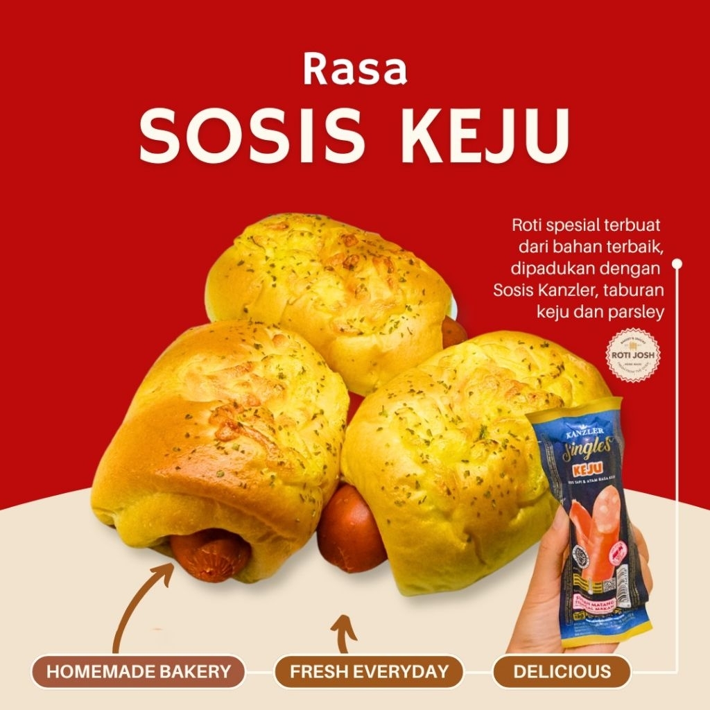 

Roti Sosis Kanzler keju - Roti Josh. (pesan sebelum jam 4 sore dikirim besok harinya)