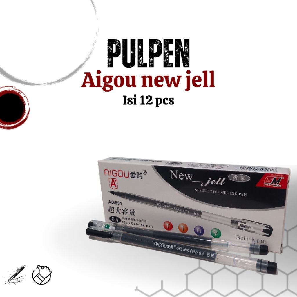 

(1 pack=12 pcs) Pulpen gel aigou - gel ink pen - pulpen new jell aigou