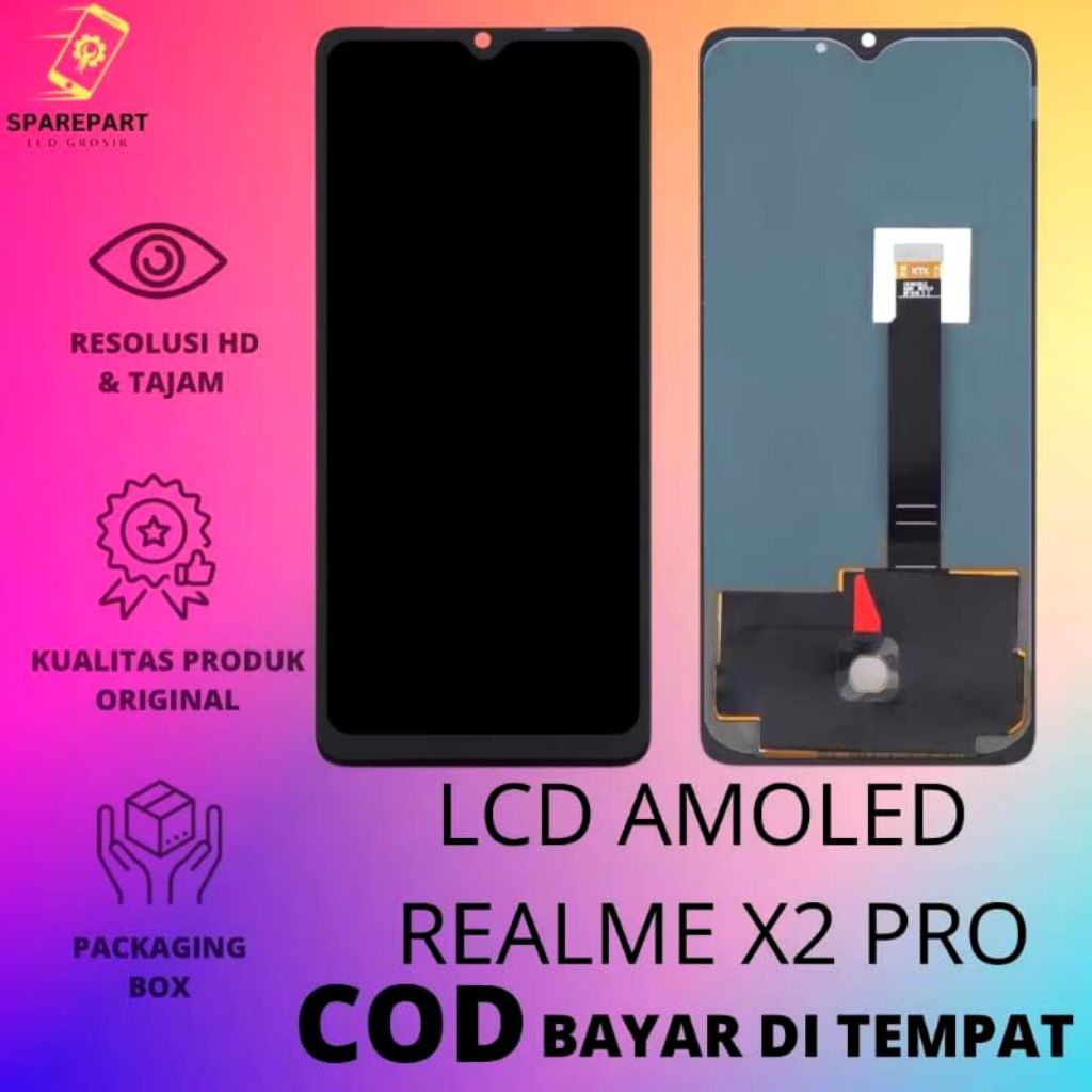 LCD FULLSET REALME X2 PRO FINGERPRINT AKTIF AMOLED ORIGINAL LAYAR HP TOUCHSCREEN LCD
