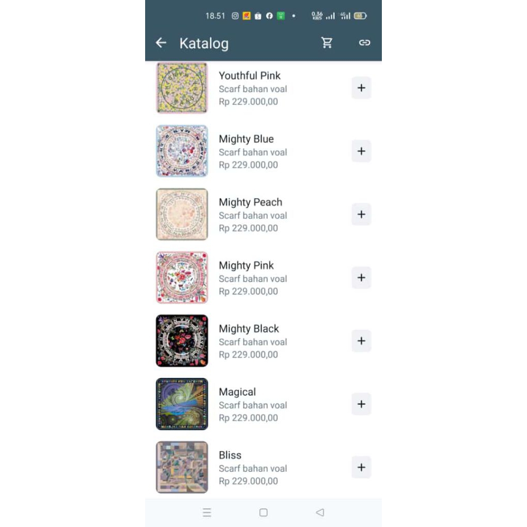 MANDJHA HIJAB IVAN GUNAWAN ORIGINAL SCARF MIGHTY PINK,PRODUKSI BLUE&PEACH,ADA IVY,MONOGRAM,CROWN,PAL