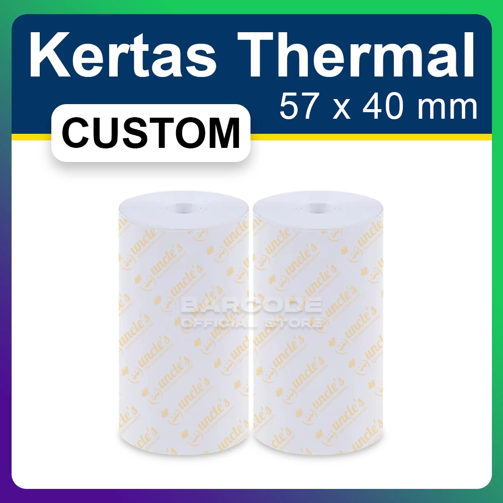 

Custom Kertas Kasir Thermal 57x40 mm Struk Paper Roll Termal 57 x 40 Codeshop