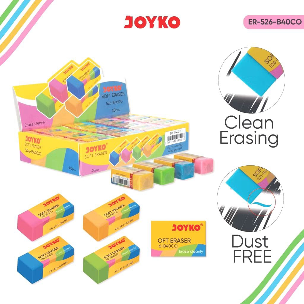 

Penghapus Joyko Kecil B40 Warna Warni 1pak